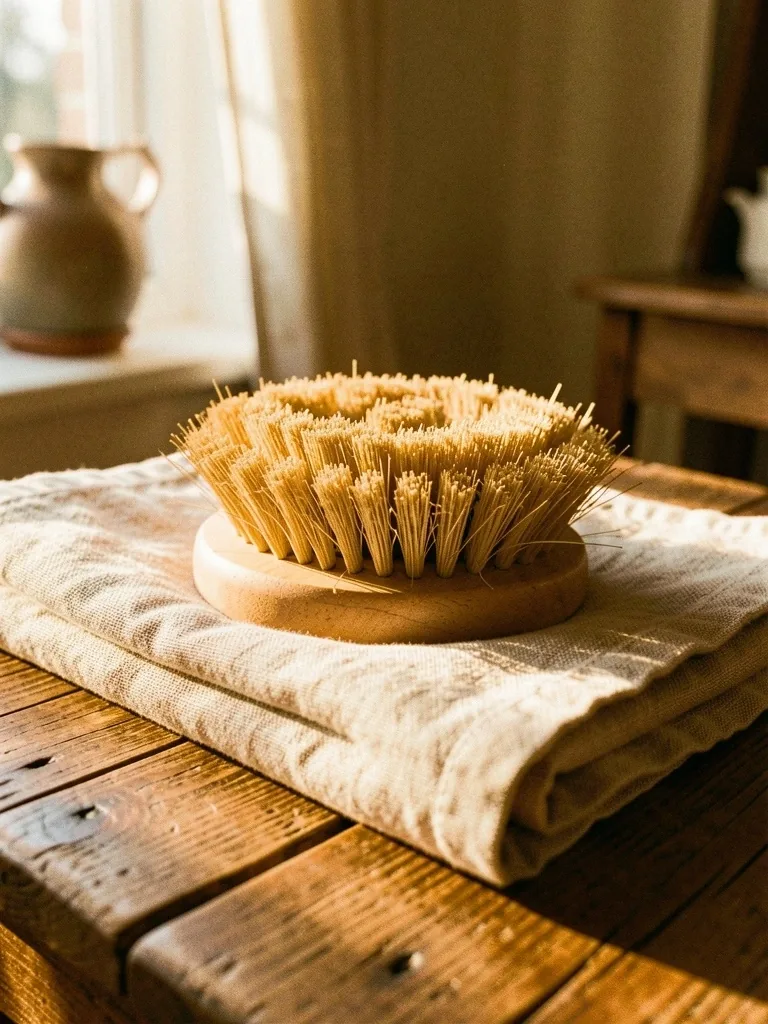 Brosse en poils naturels sur lin